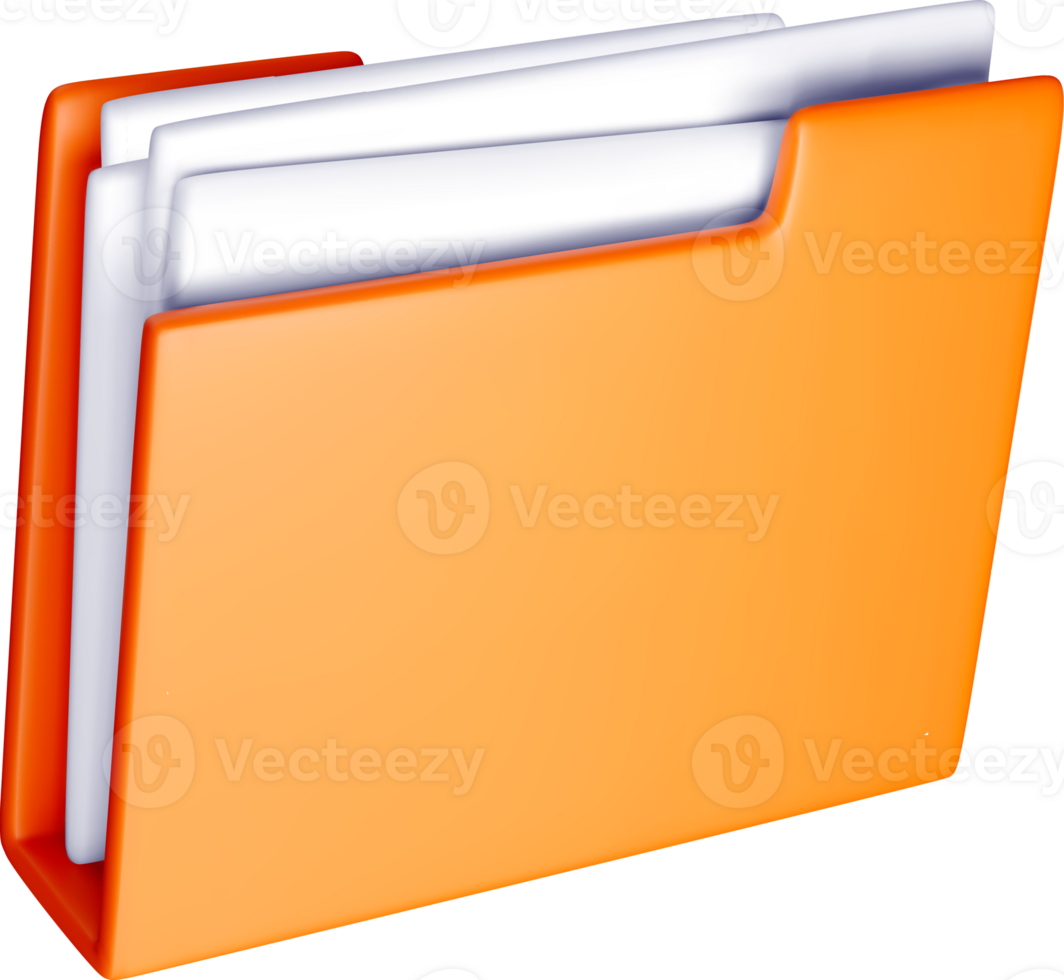 Colorful 3D Folder with Papers Inside png
