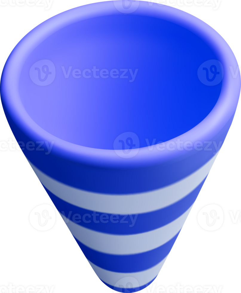 3D Blue Striped Cone from Above View png