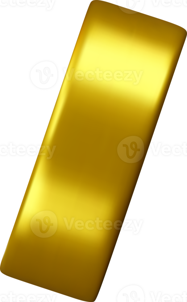 3D Golden Rectangular Shape with Polished Finish png