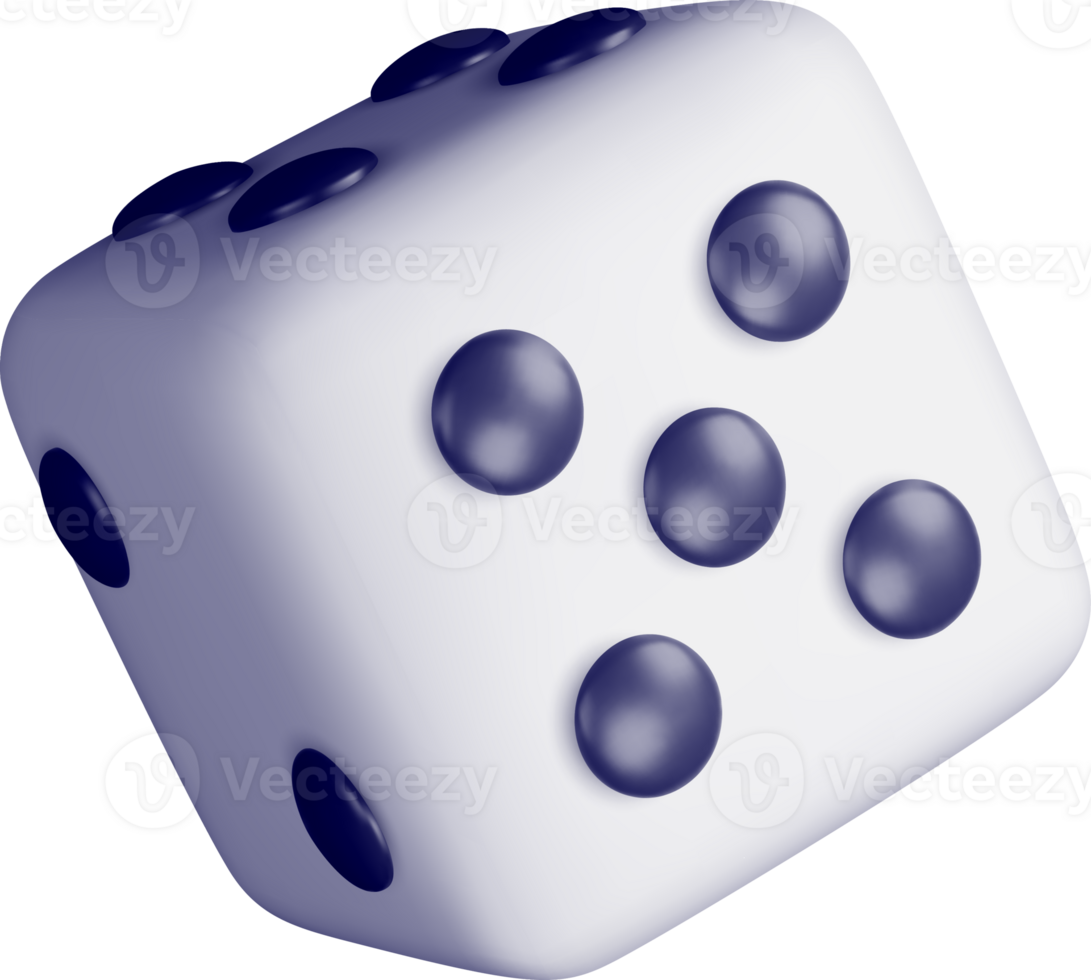Realistic 3D Dice with Highlighted Numbers png