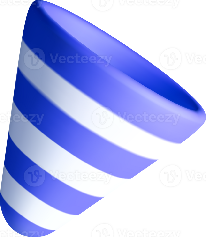Vibrant 3D Blue and White Cone Shape Design png