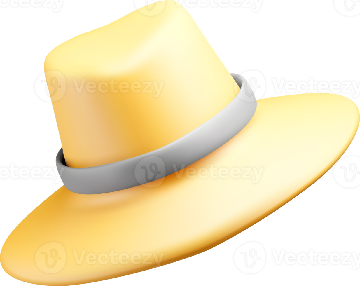 Stylish 3D Wide-Brimmed Yellow Hat Design png