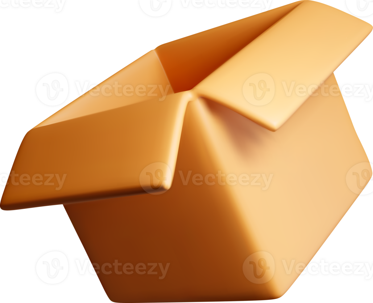 3D Abstract Orange Polygonal Box Shape png