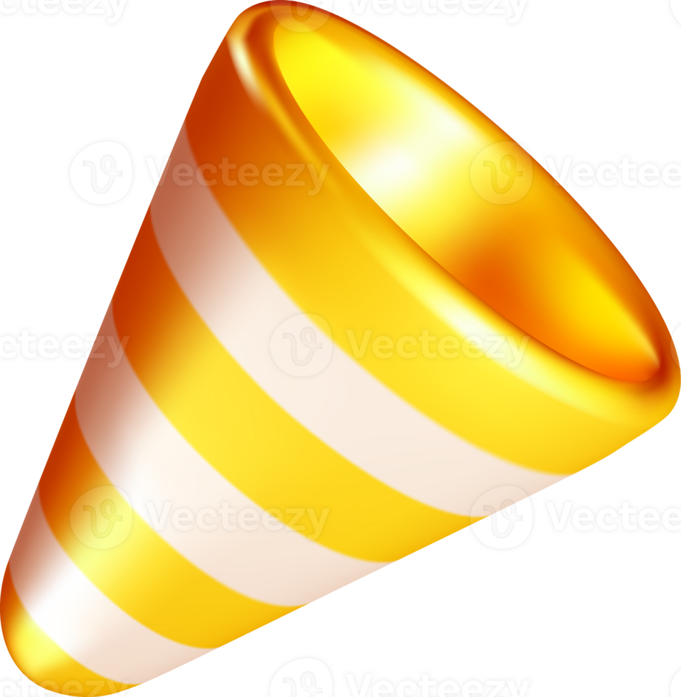 Bright 3D Cone with Striped Pattern Design png