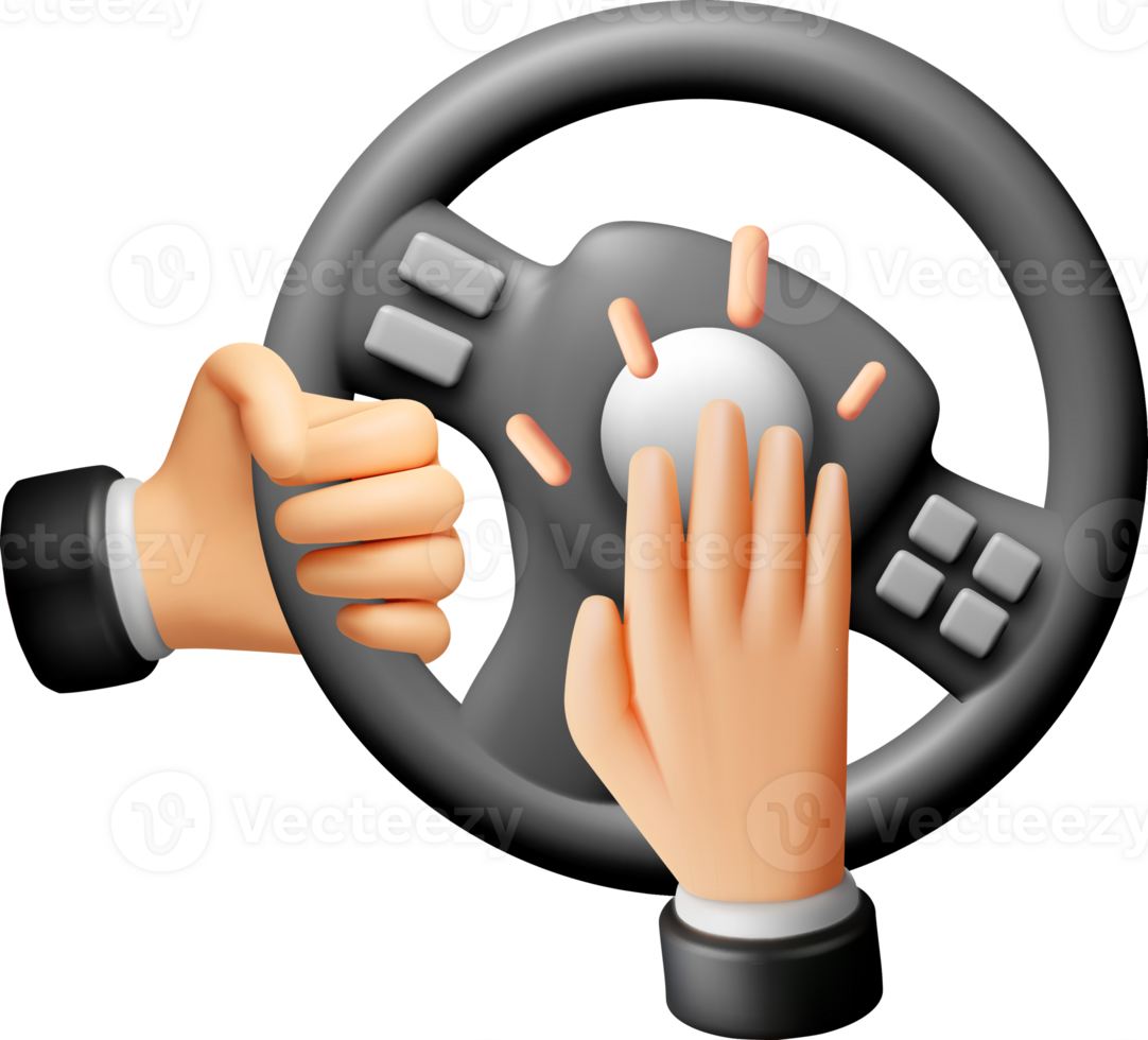 3D Illustration of a Hands on Steering Wheel png