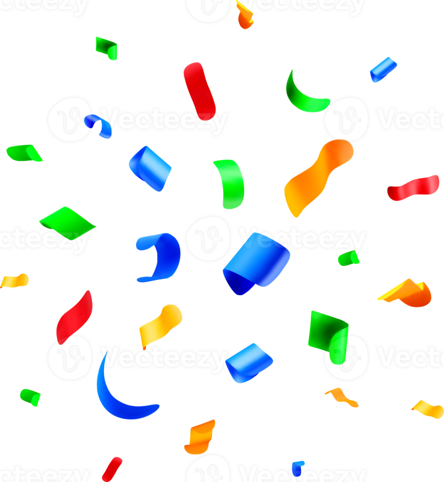 Colorful 3D Confetti Design on White Background png