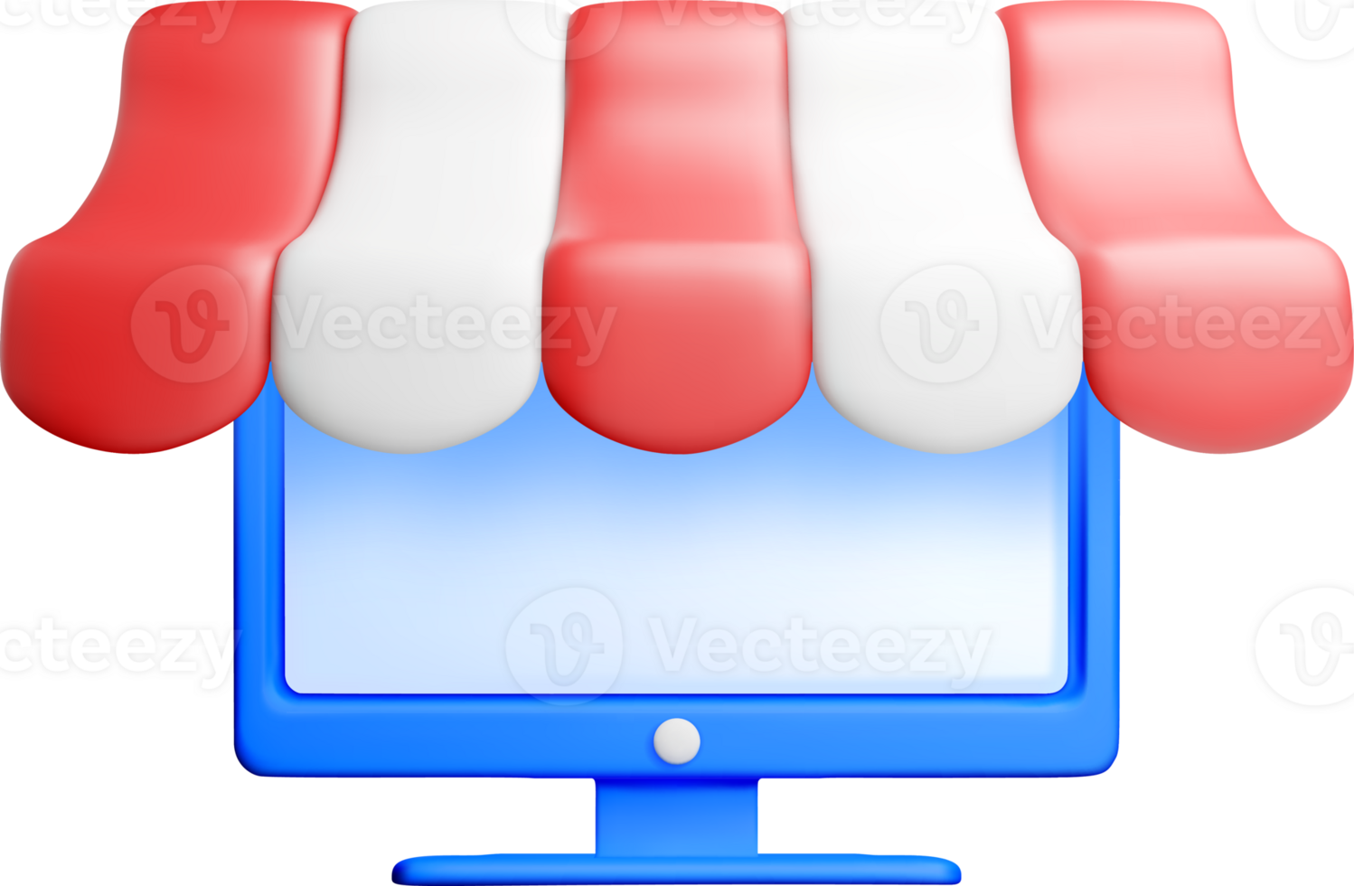 3D Digital Storefront with Vibrant Awning png