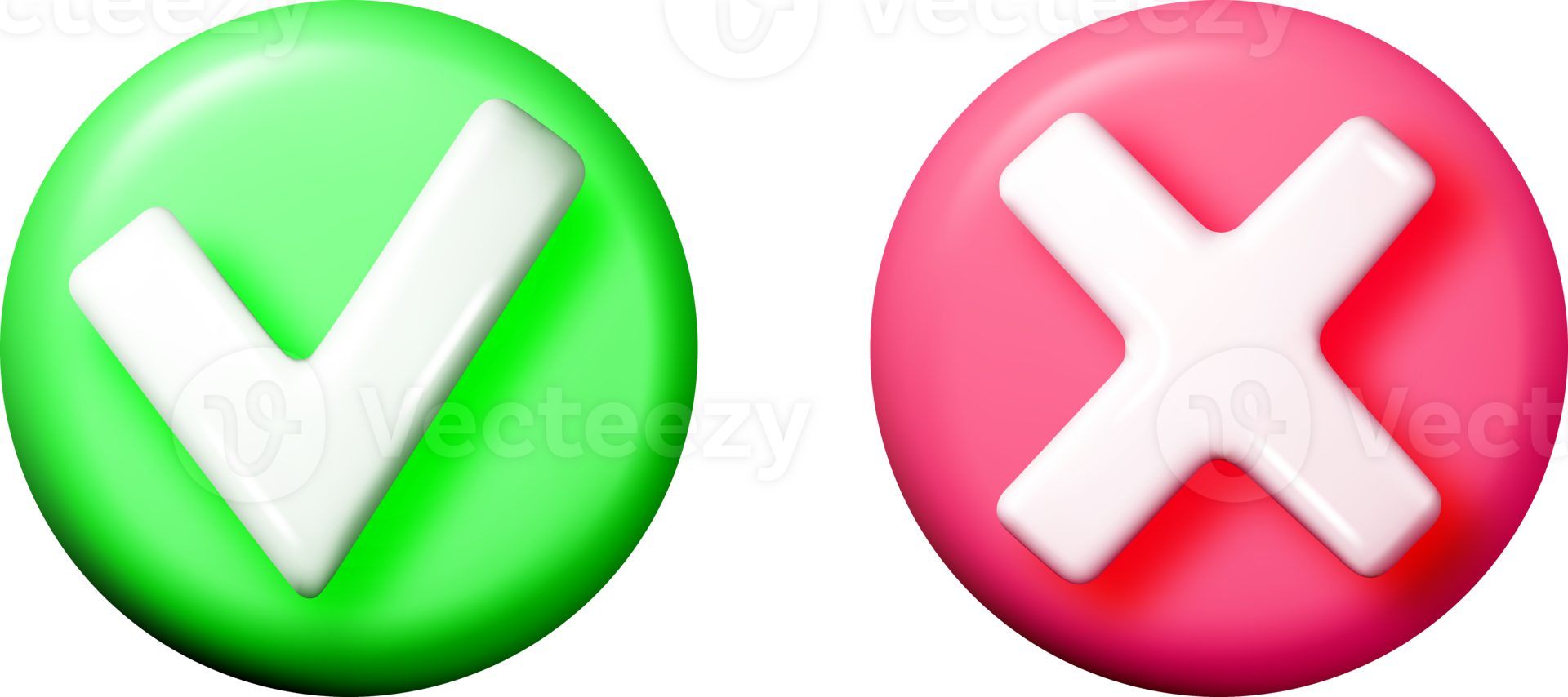 3D Check Mark and Cross Icon Design png