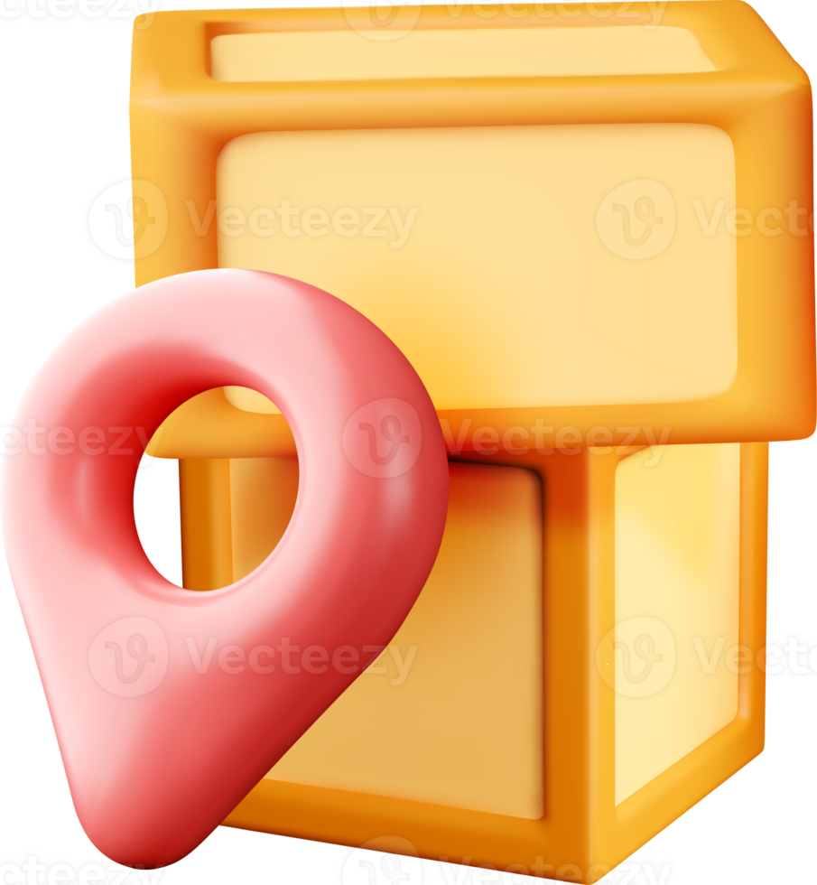 Colorful 3D Blocks and Location Pin Design png