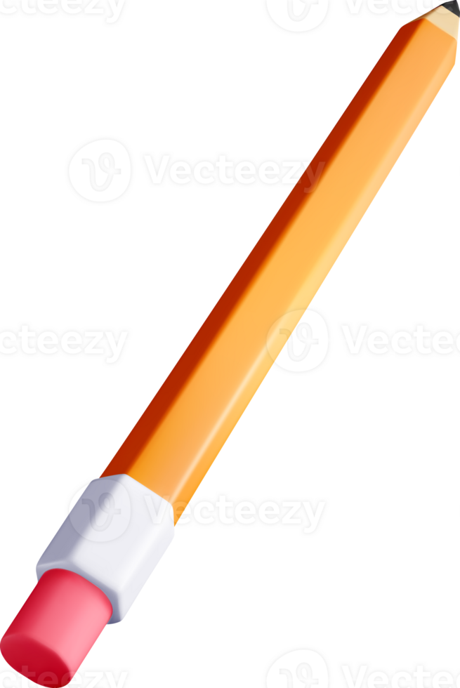 3D Illustration of a Pencil and Eraser Tool png