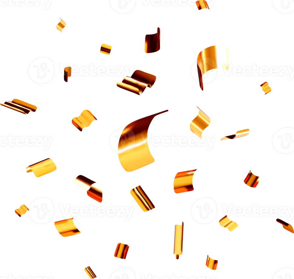 Dynamic 3D Gold Metallic Shapes Floating png