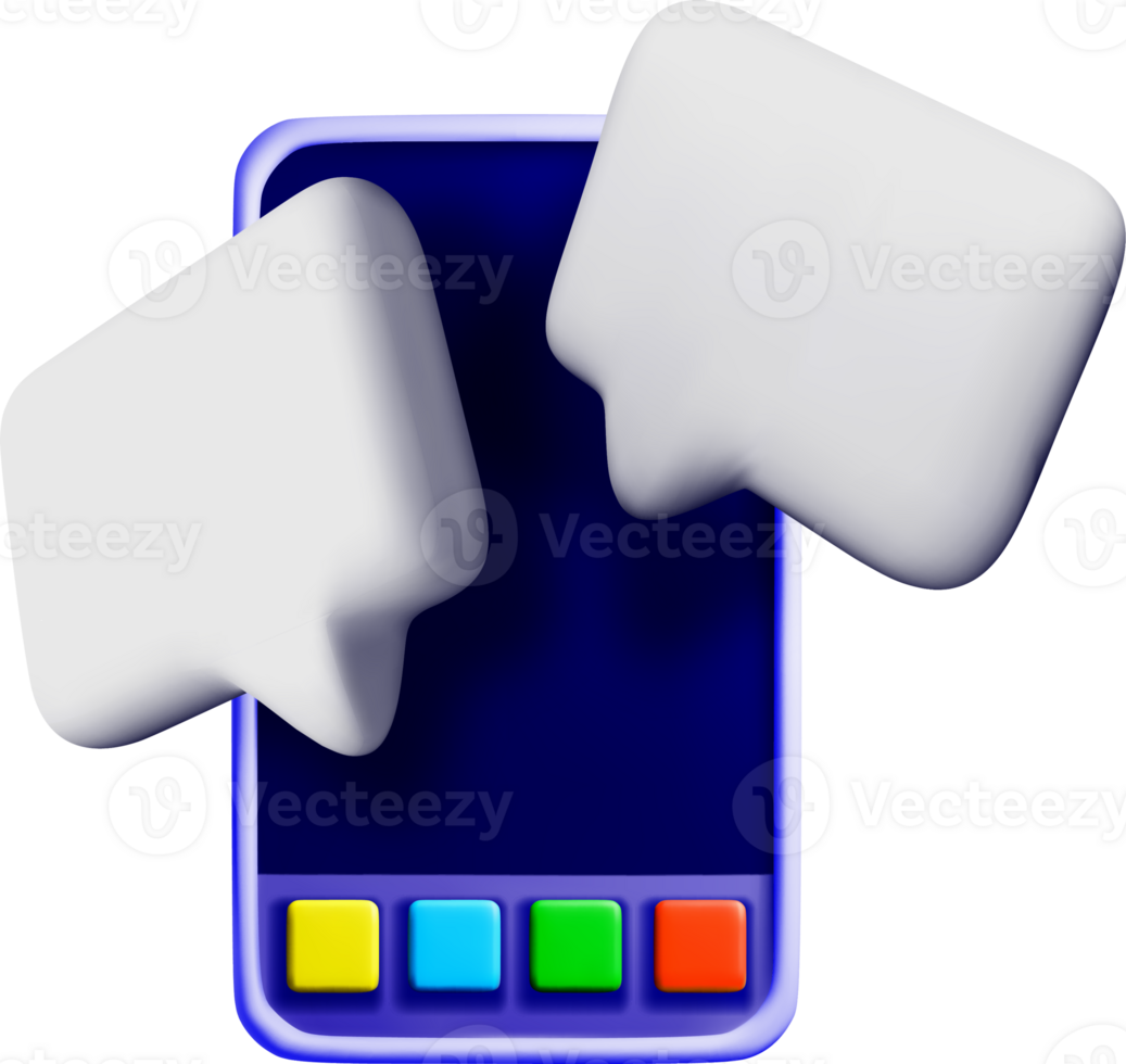 3D Mobile Device with Speech Bubbles Design png