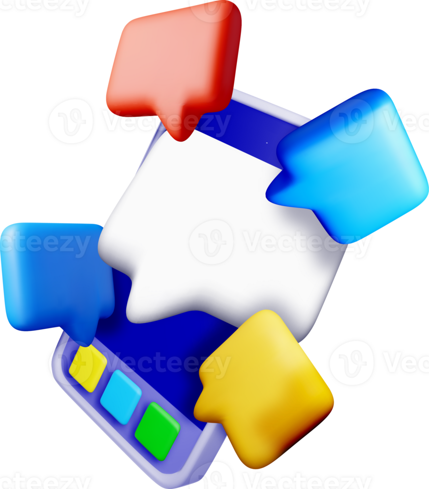 3D Mobile Chat Interface with Speech Bubbles png