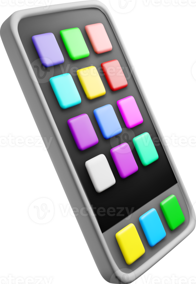 Colorful 3D Button Layout on Mobile Device png