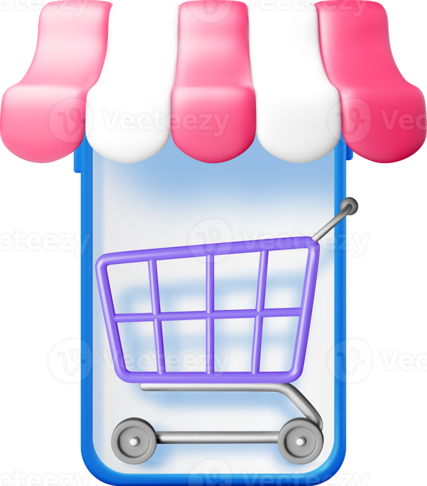 3D Shopping Cart Icon with Colorful Design png
