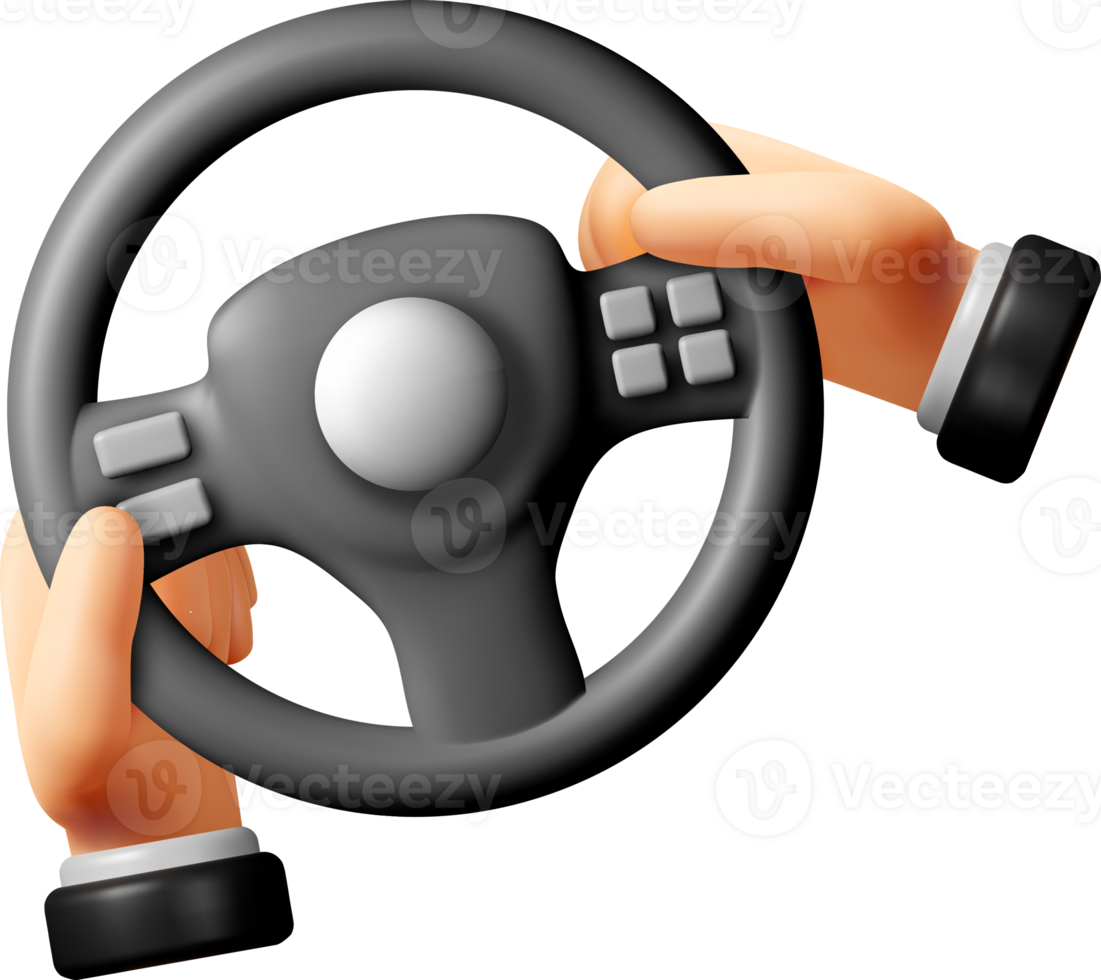 3D Driving Wheel with Hands in Motion png