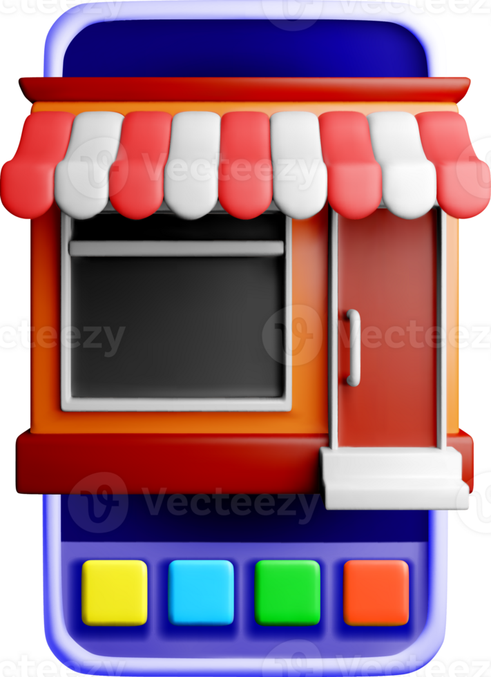 3D Model of a Colorful Storefront Design png