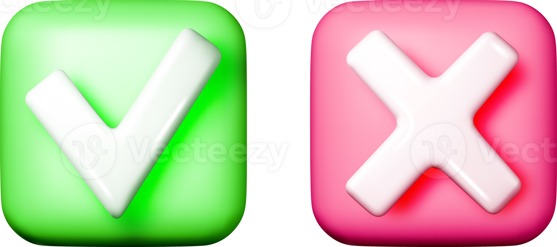 3D Checkmark and Cross Symbols for Review png