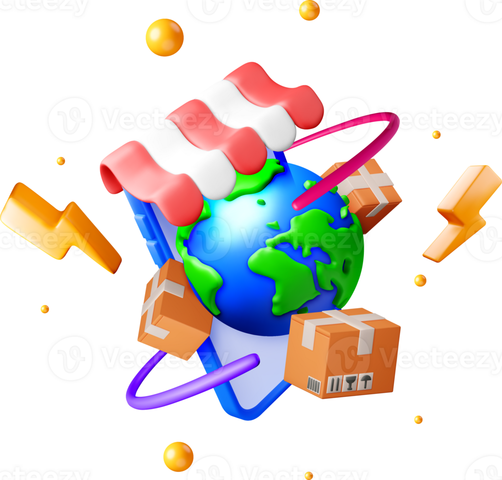 3D Global Shipping and Logistics Concept png