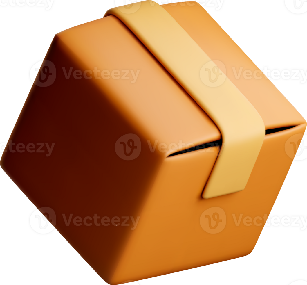 3D Orange Box with Beige Handle Design png