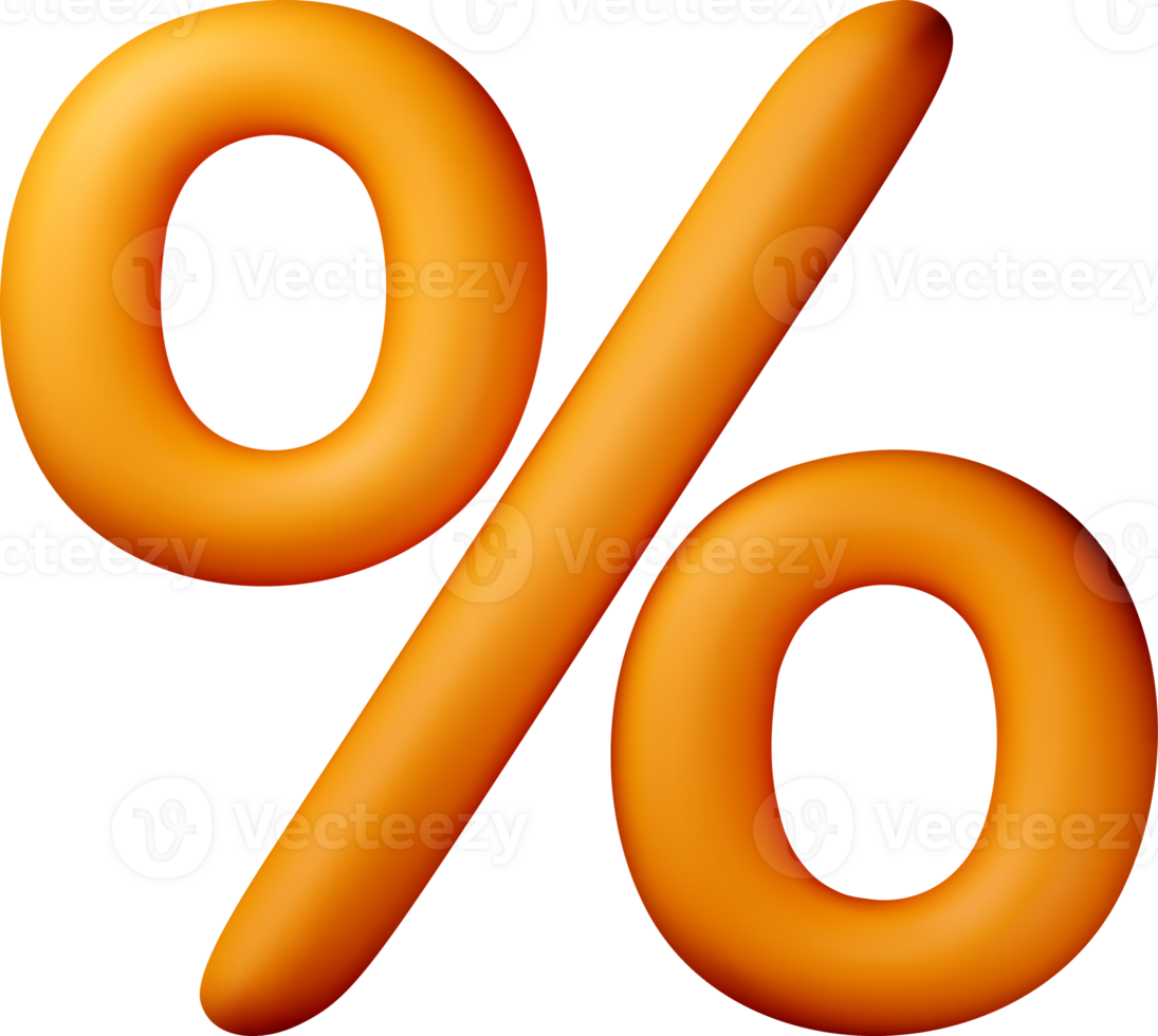 3D Orange Percentage Sign in Bold Design png