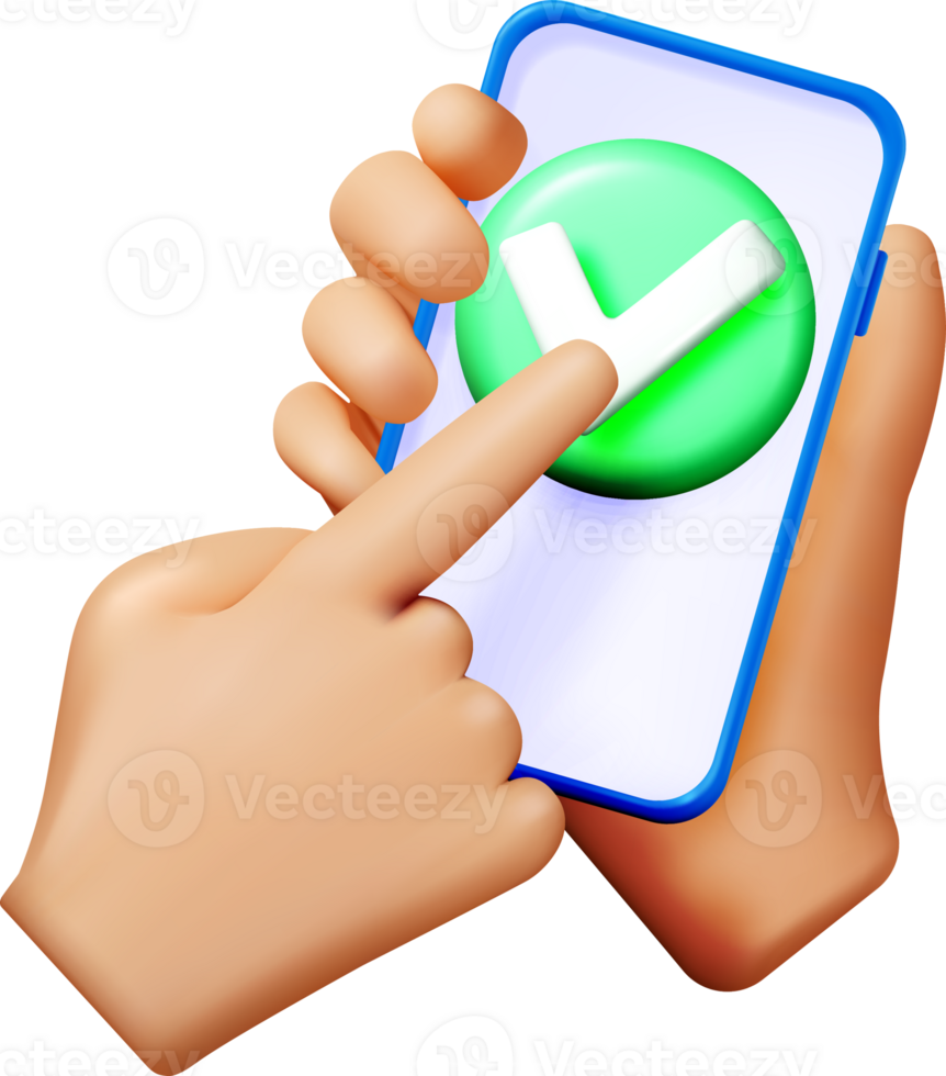 3D Hand Interacting with Smartphone Screen png