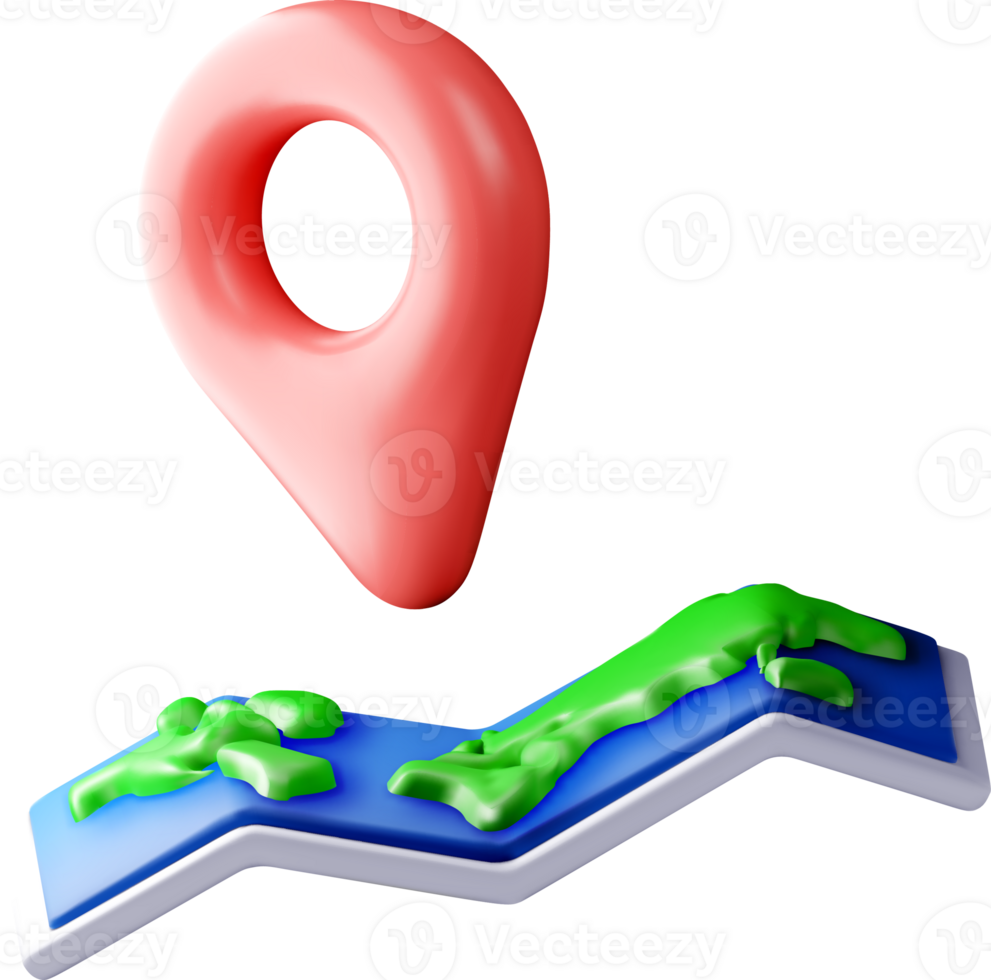 3D Location Marker with Map Elements png