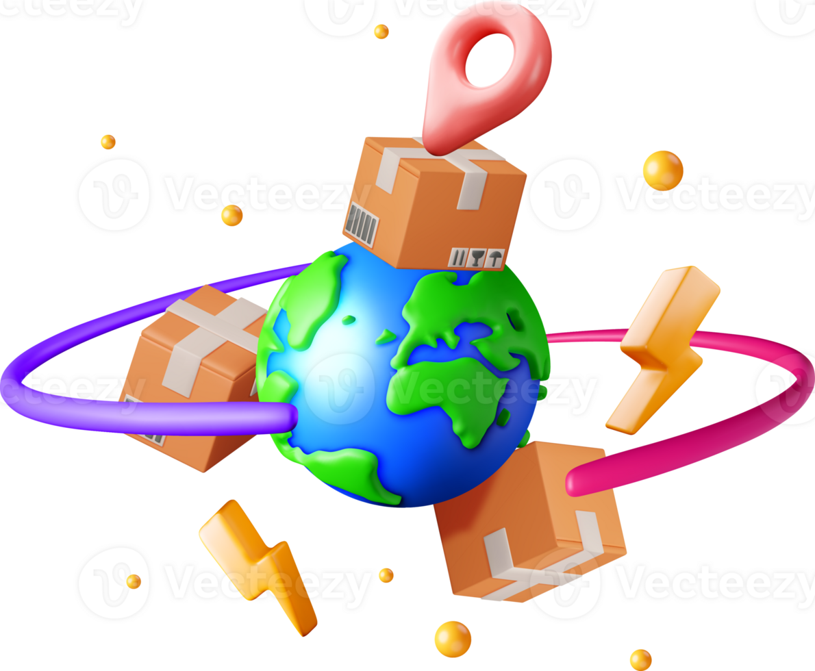 3D Illustration of Global Delivery System png