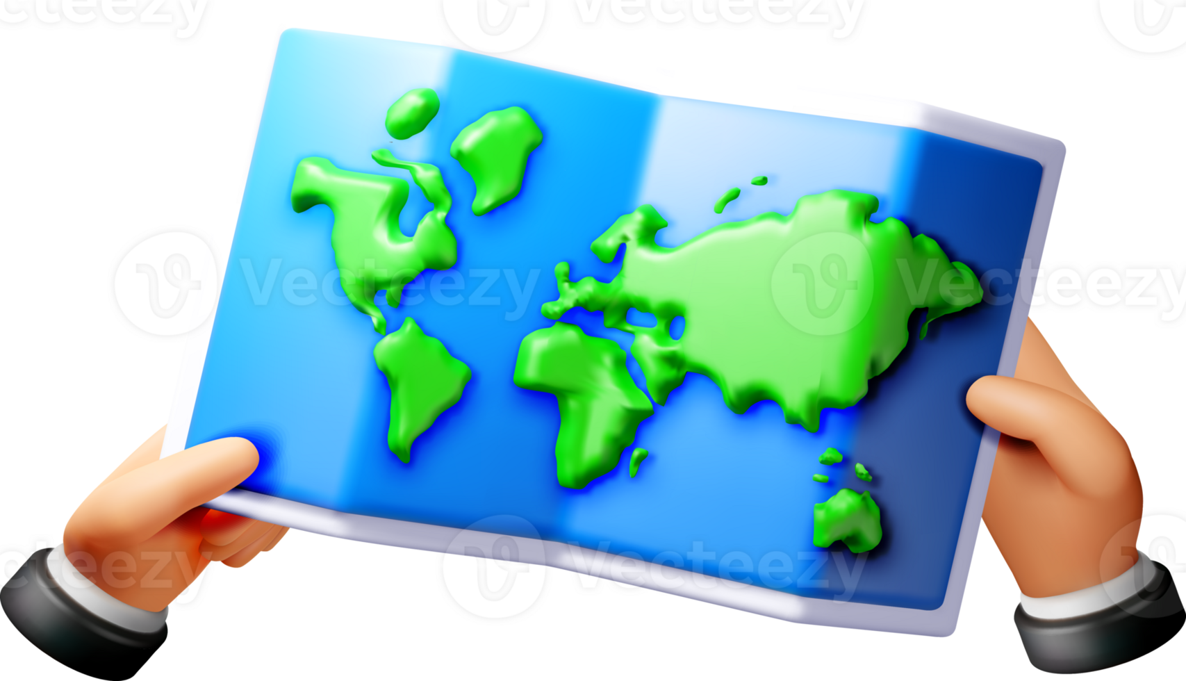 3D World Map in Hands Offering a Global View png