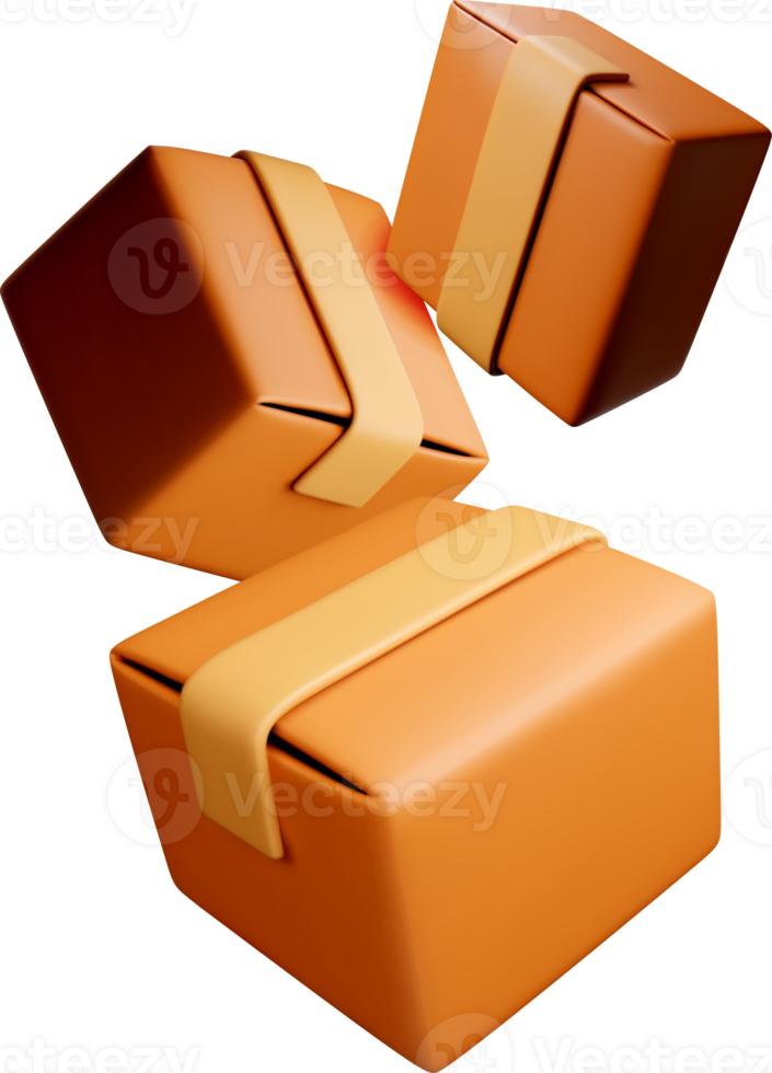 Colorful 3D Package Boxes Stacked Creatively png