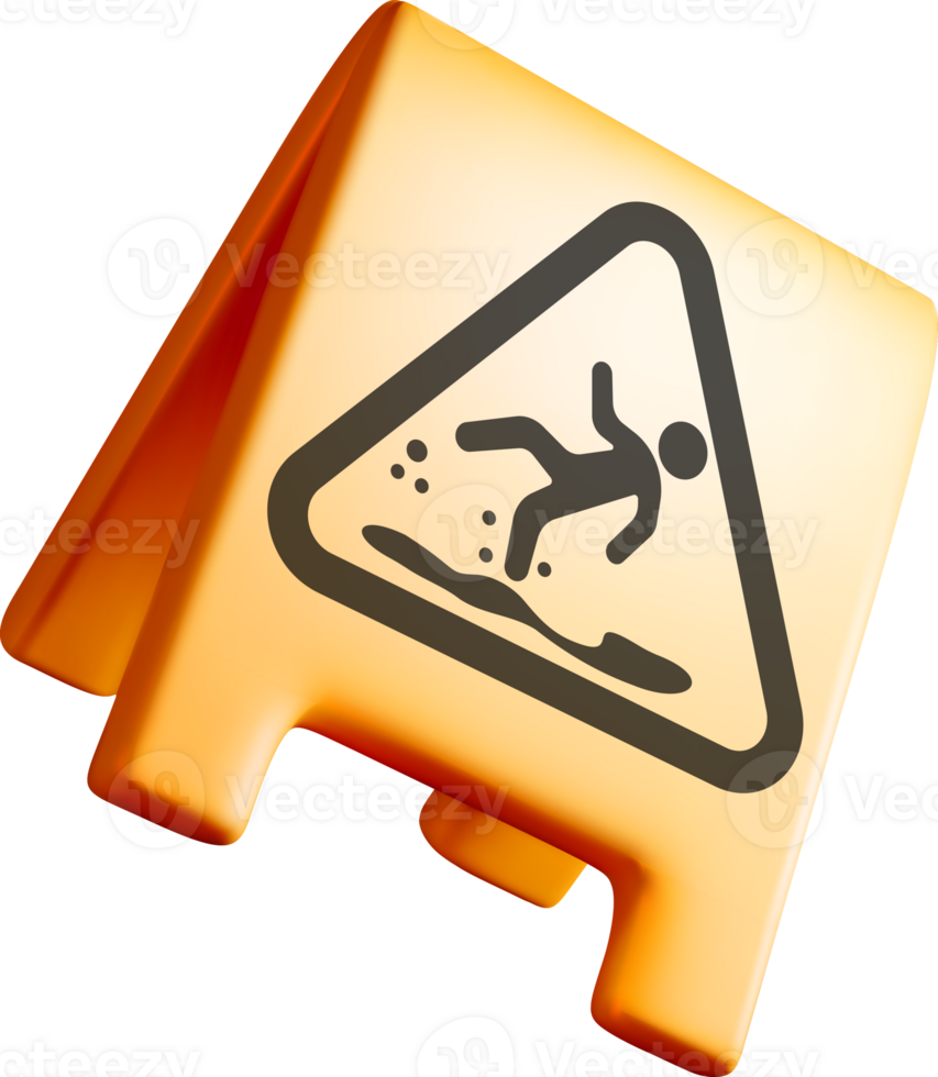 Warning Sign for Slippery Surface in 3D png
