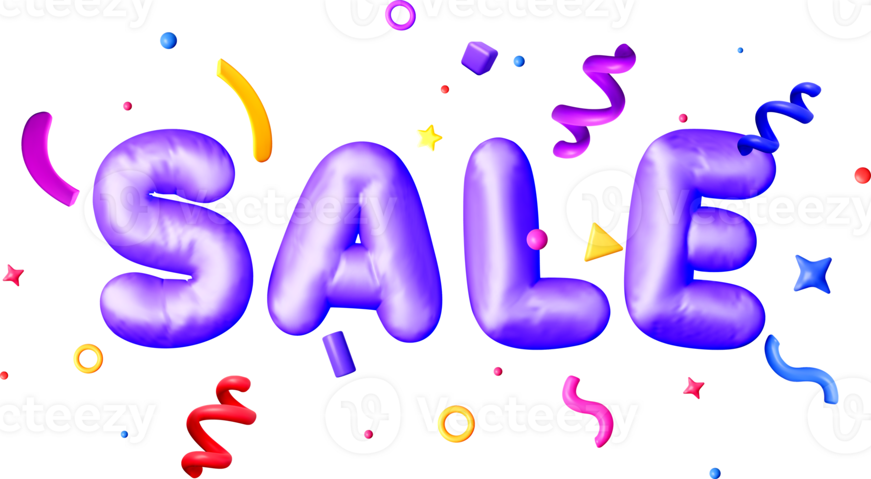 Colorful 3D Sale Promotion with Fun Shapes png