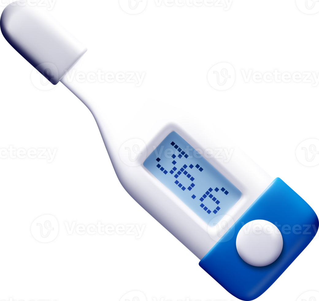 3D Digital Thermometer with Display Screen png