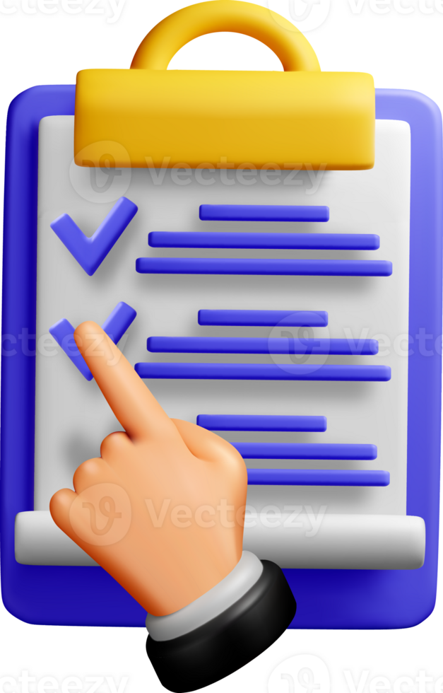 3D Checklist with Hand and Clipboard Visual png