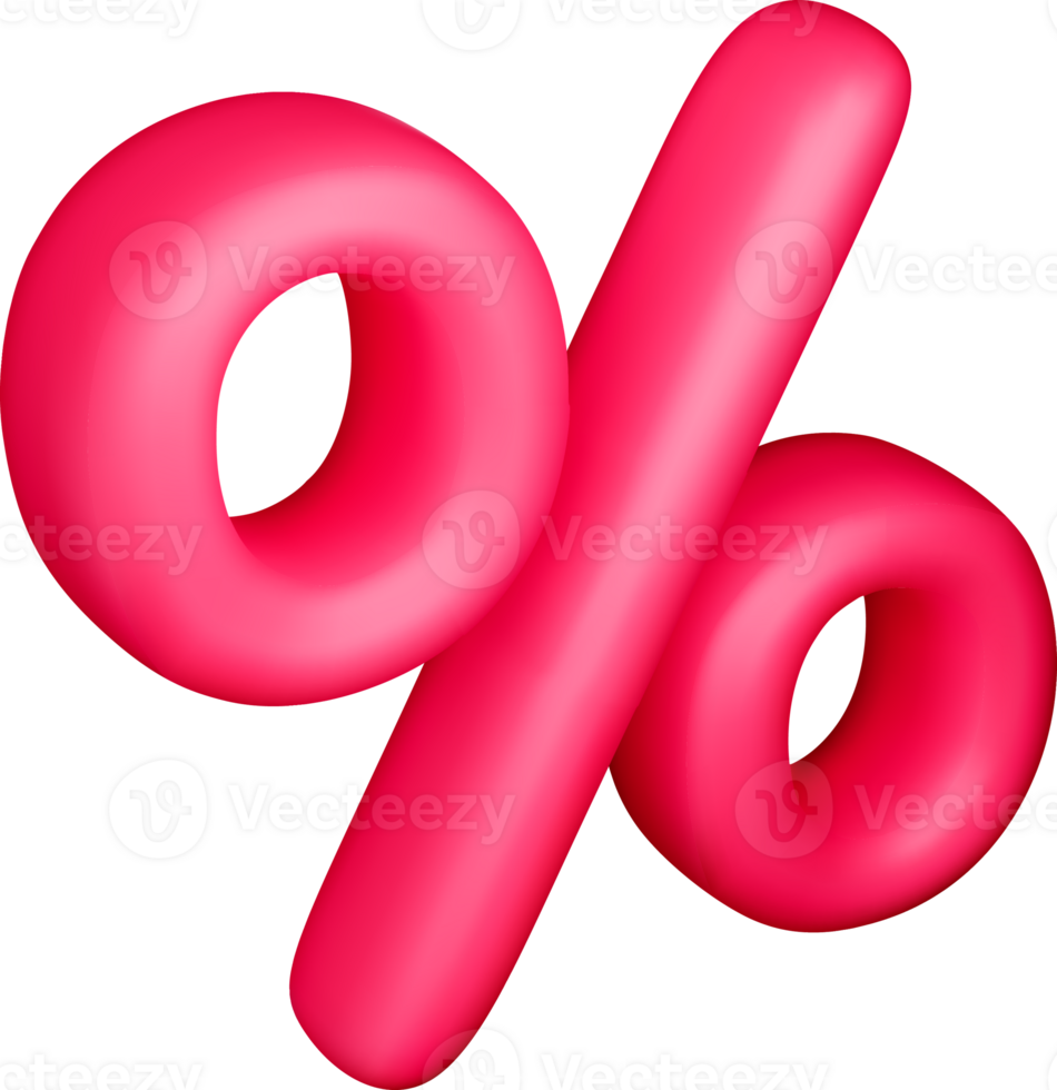 Bold 3D Percentage Symbol in Vibrant Pink png