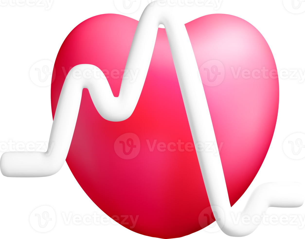 3D Heart with Pulse Line Illustration png