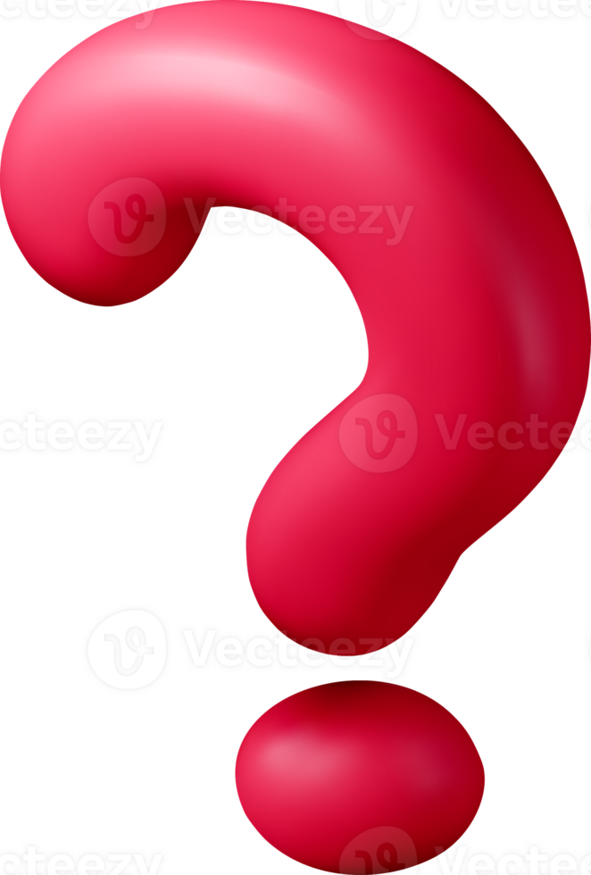 Vibrant 3D Red Question Mark Design png