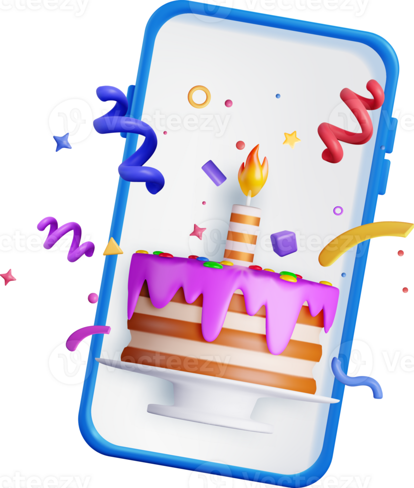 Celebratory 3D Cake with Mobile Phone Design png