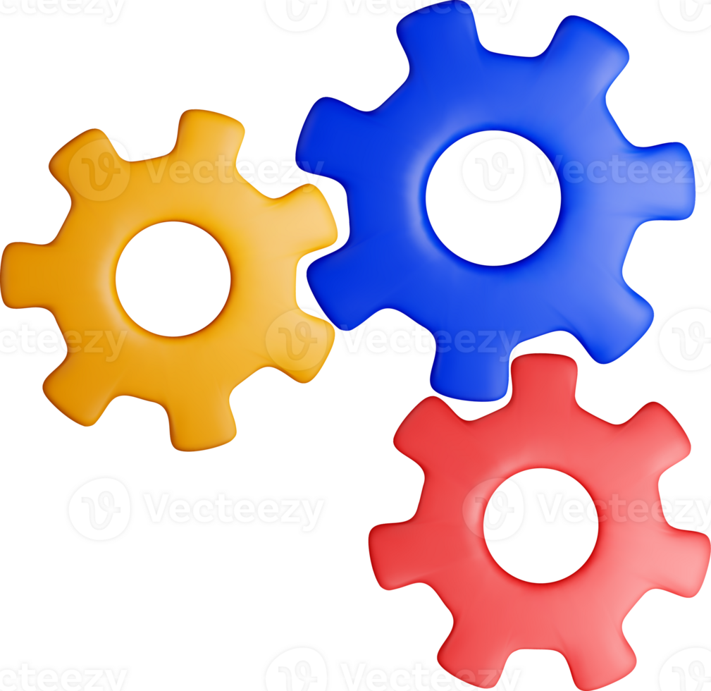 Colorful 3D Gears for Creative Projects png