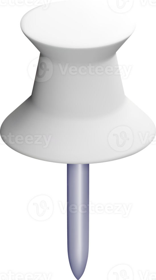 3D White Push Pin on a Transparent Background png