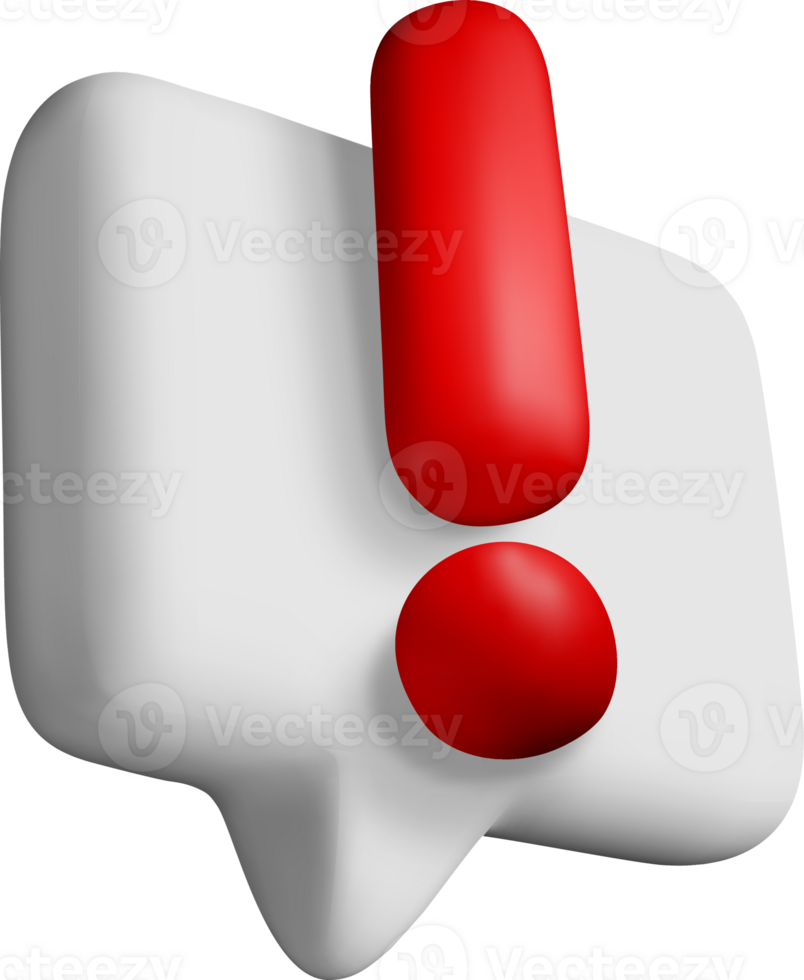 3D Attention Icon with Red Exclamation Mark png