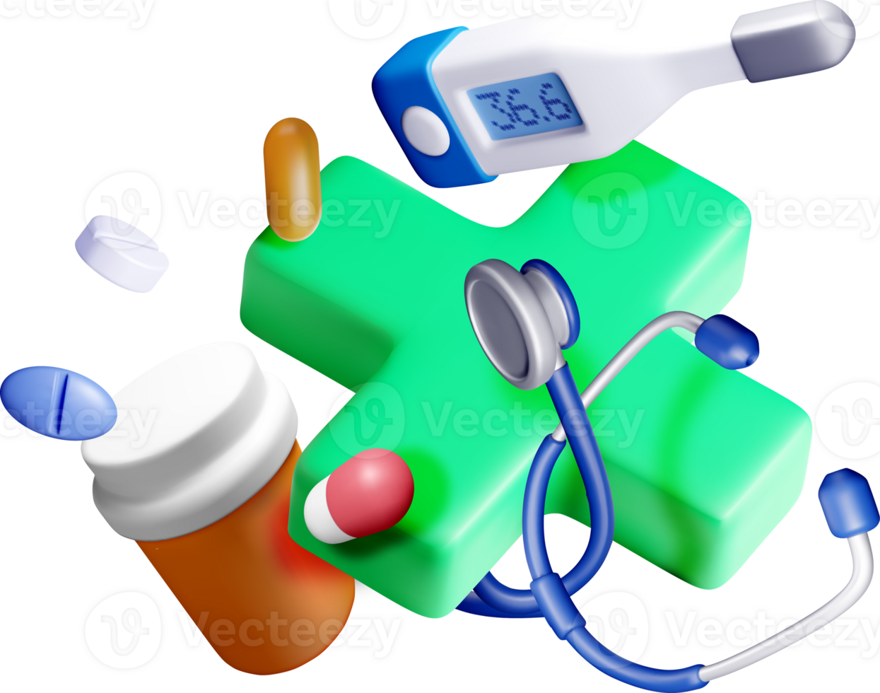 3D Medical Tools and Symbols for Health Care png