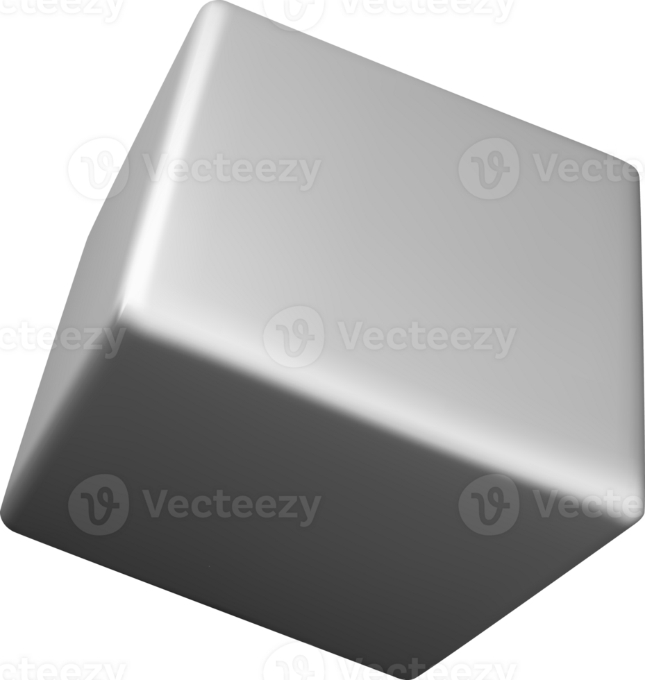 Shiny Metallic 3D Cube on a White Background png