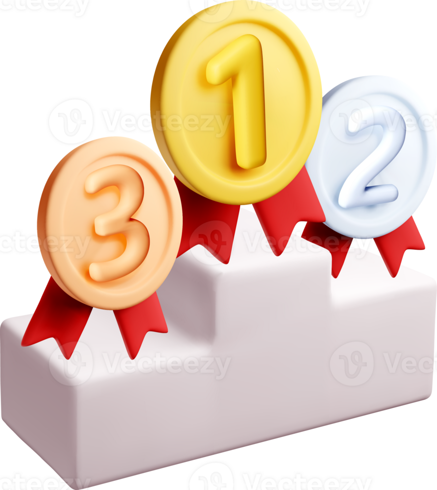 Colorful 3D Awards on a Podium Display png