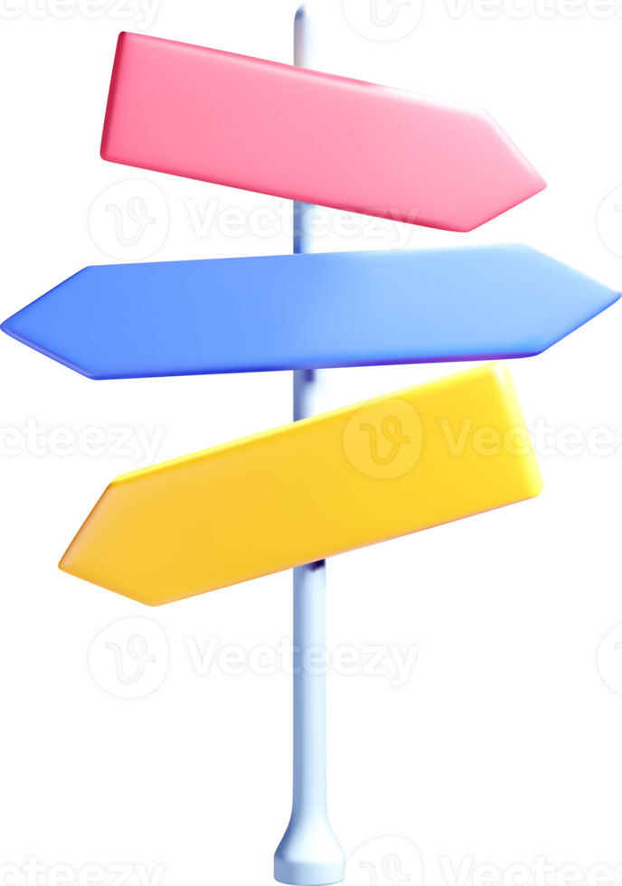 Colorful 3D Signpost with Different Directions png