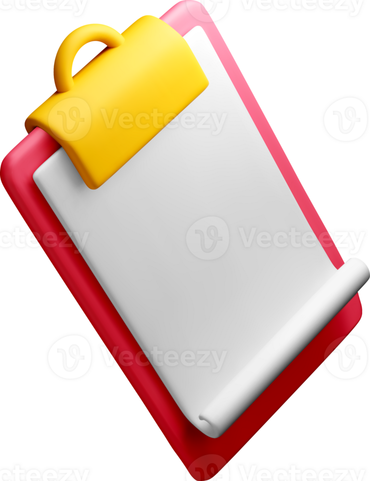Colorful 3D Clipboard with Sheet for Notes png
