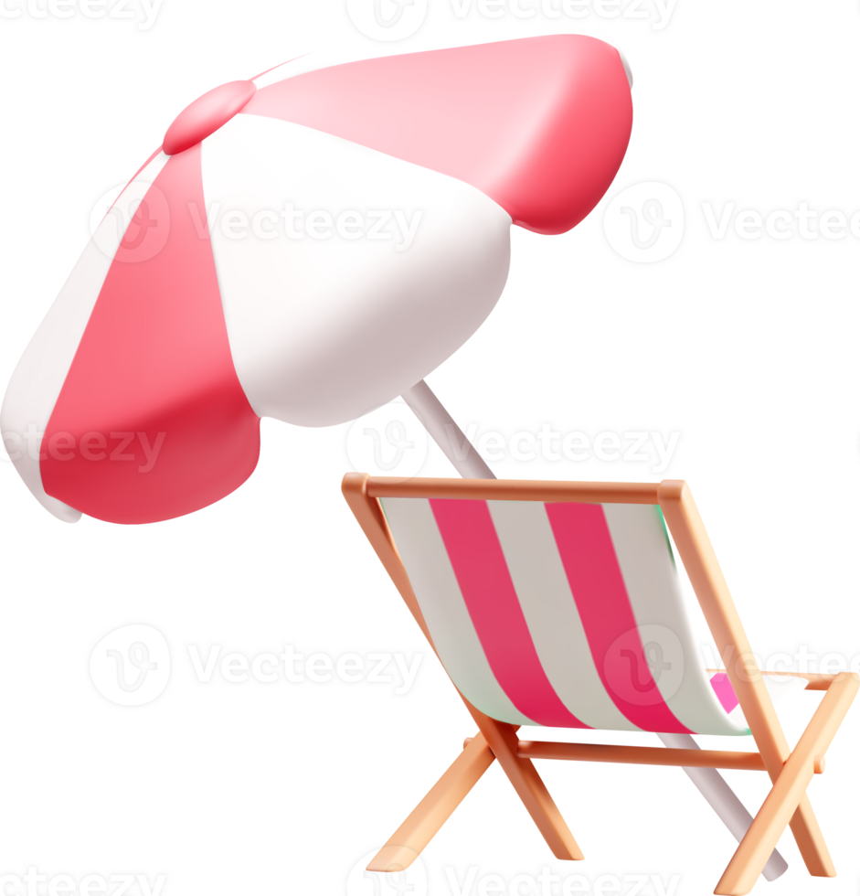 Relaxing Beach Scene with Umbrella and Chair png