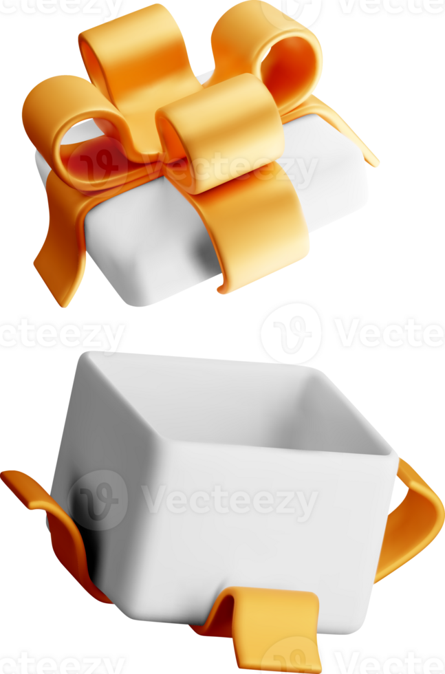 3D Decorative Gift Box with Ribbon Design png