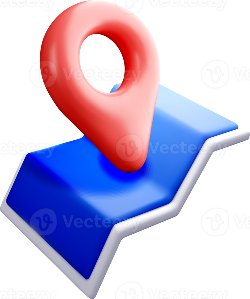 3D Map Marker on Stylized Surface Design png