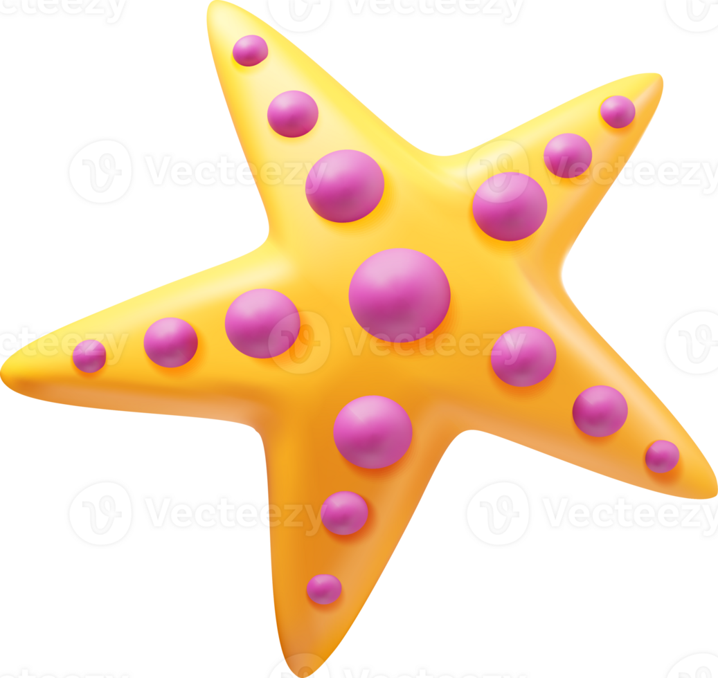 Colorful 3D Starfish with Vibrant Patterns png